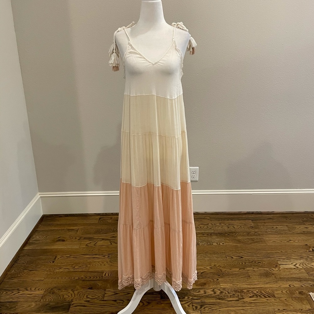 Sun & Shadow Cotton Color Block Maxi Dress/Cover … - image 5